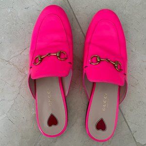 Gucci Princetown Leather Flats Hot pink